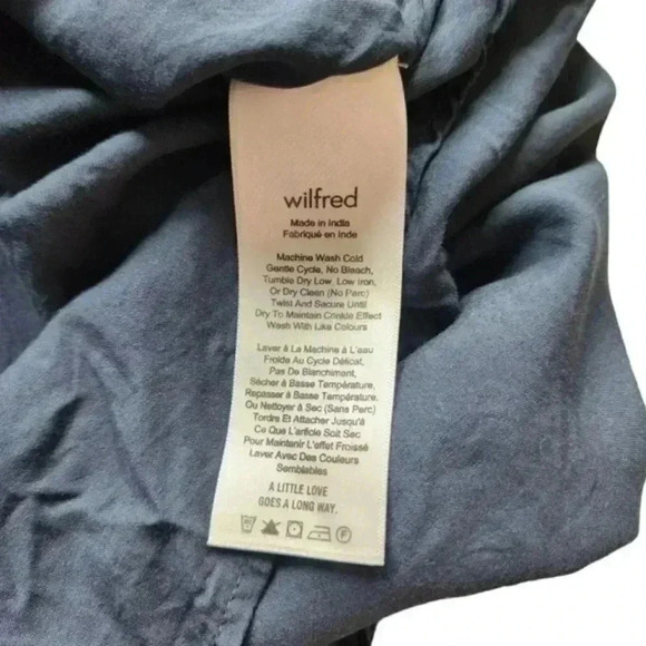 Aritzia Wilfred Emmie Dress Navy Blue Broderie Off Shoulder Ruffle Women's Small - Picture 9 of 12